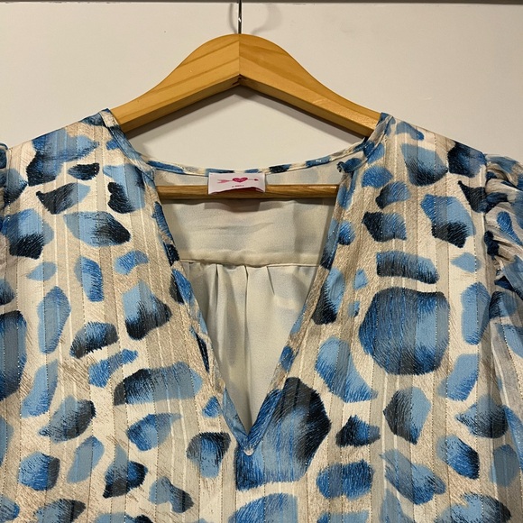 Buddy Love Blue and Cream Long Sleeve Maxi Dress - Picture 4 of 8